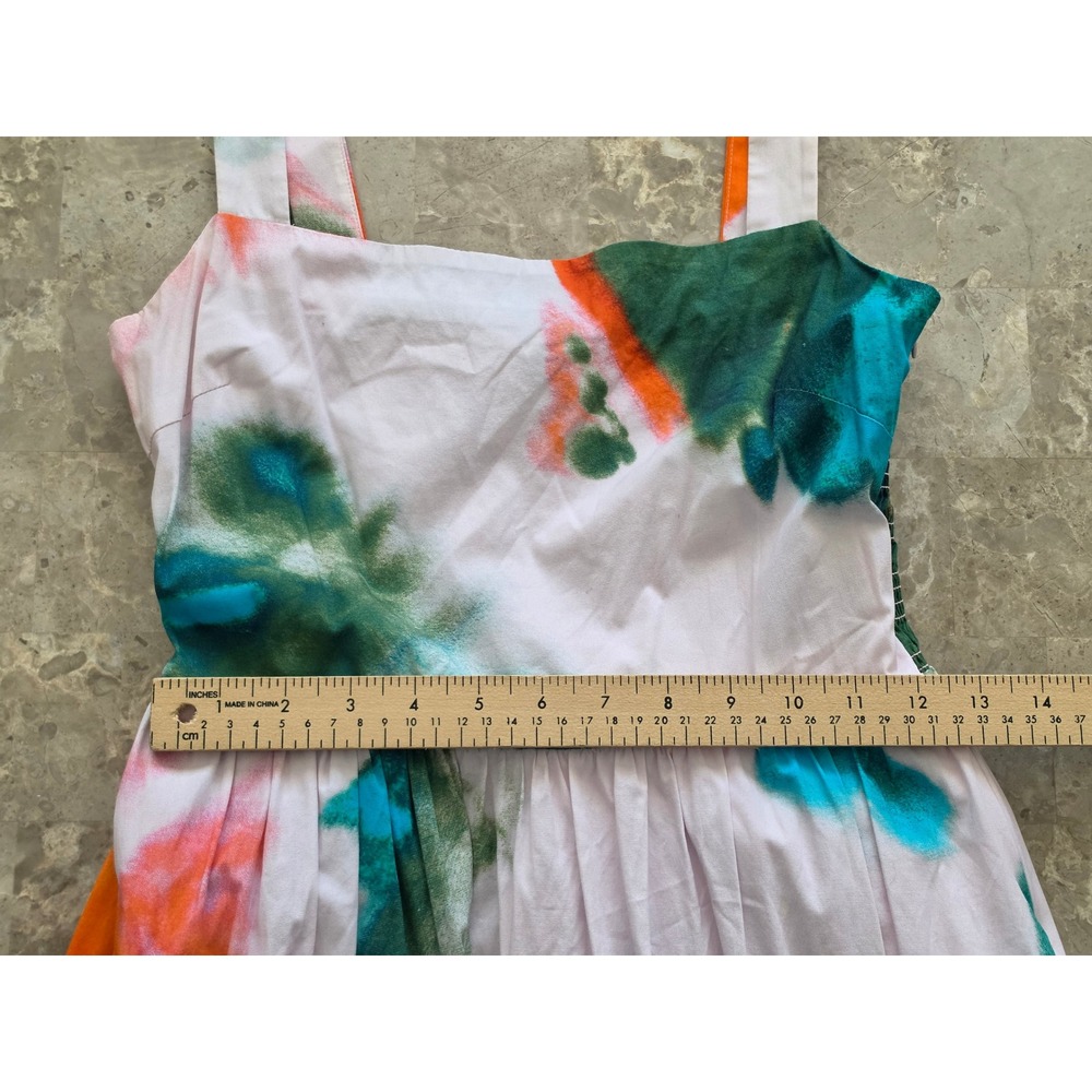 Tanya Taylor Pink Abstract Tie Dye Smocked Tiered Midi Dress Womens 2 - Picture 10 of 16